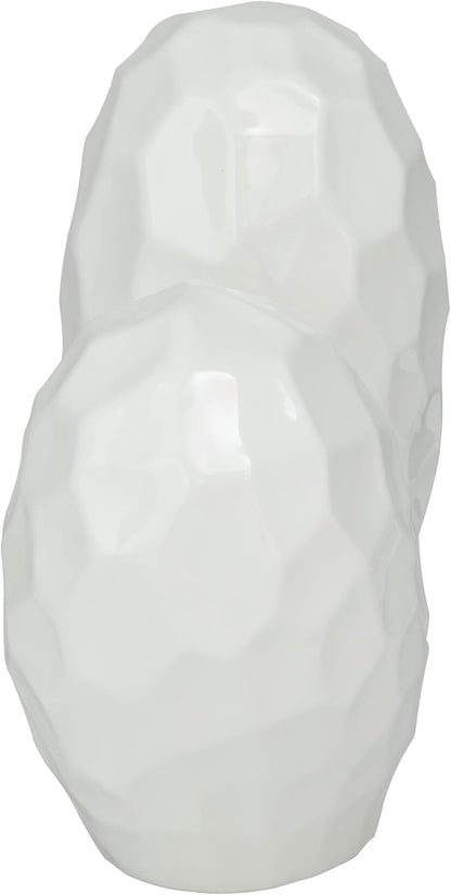 Deco 79 Porcelain Ceramic Heart Decorative Sculpture Dimensional Angled Origami Inspired Home Decor