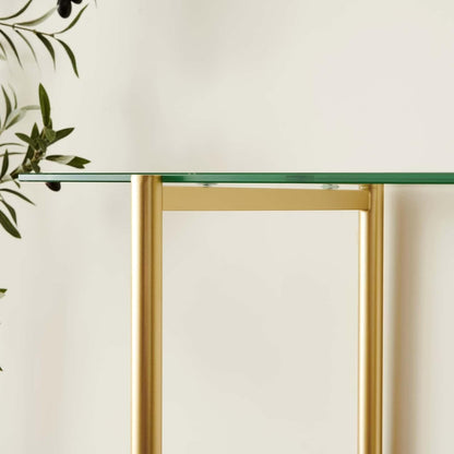 Glass Console Table for Living Room, Foyer & Entrance, 2-Tiers Mid-Century Modern Sofa Table with