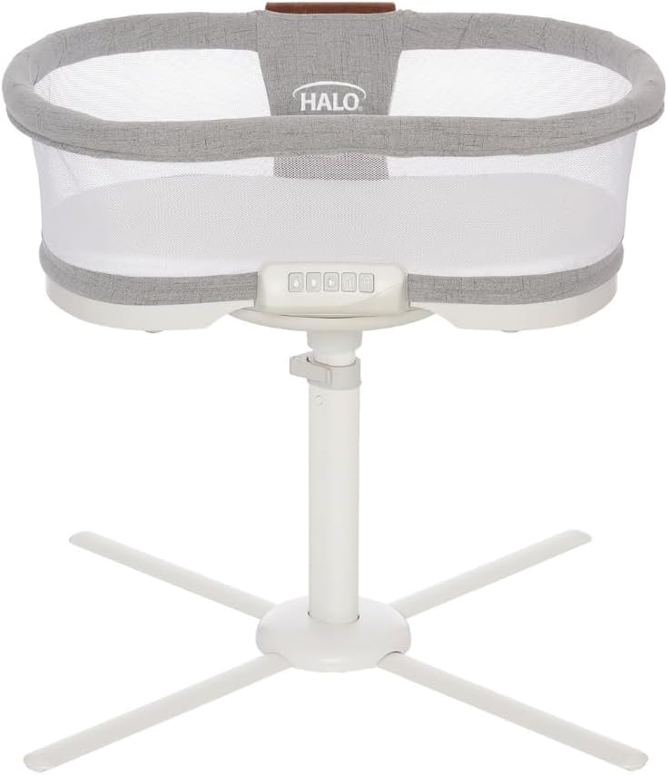 HALO BassiNest Luxe Swivel Sleeper - Over-Bed Baby Bassinet with 360° Rotation, Vibrations, White