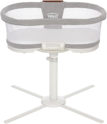 HALO BassiNest Luxe Swivel Sleeper - Over-Bed Baby Bassinet with 360° Rotation, Vibrations, White