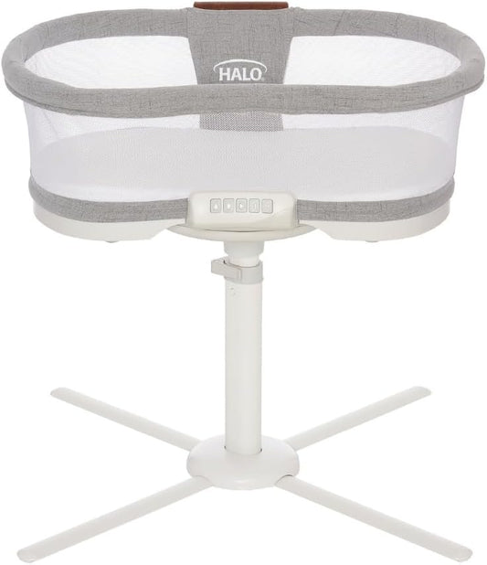HALO BassiNest Luxe Swivel Sleeper - Over-Bed Baby Bassinet with 360° Rotation, Vibrations, White