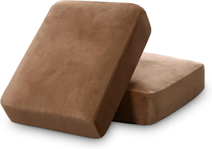 PrinceDeco Stretch Velvet Couch Cushion Covers, Soft Cushion Slipcover for Chair Loveseat Sofa