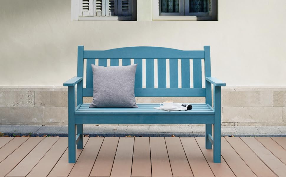 Psilvam 2-Person Outdoor Memorial Bench, All-Weather Poly Lumber Garden Bench, Rot-Resistant