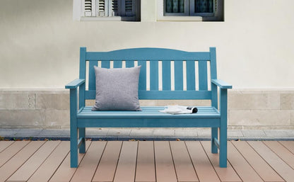 Psilvam 2-Person Outdoor Memorial Bench, All-Weather Poly Lumber Garden Bench, Rot-Resistant