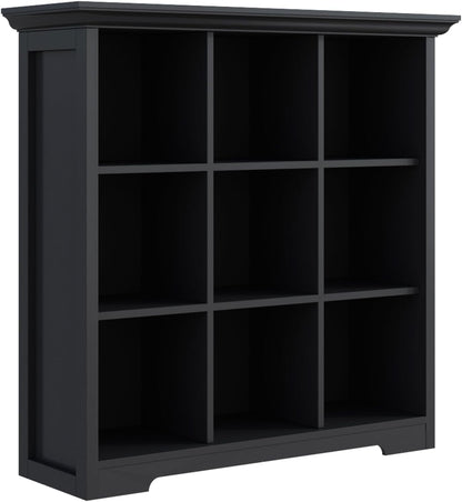 Cube Storage Bookcase with Base - Wooden 3 Tiers Floor Standing Open Shelf Cabinet for Home and