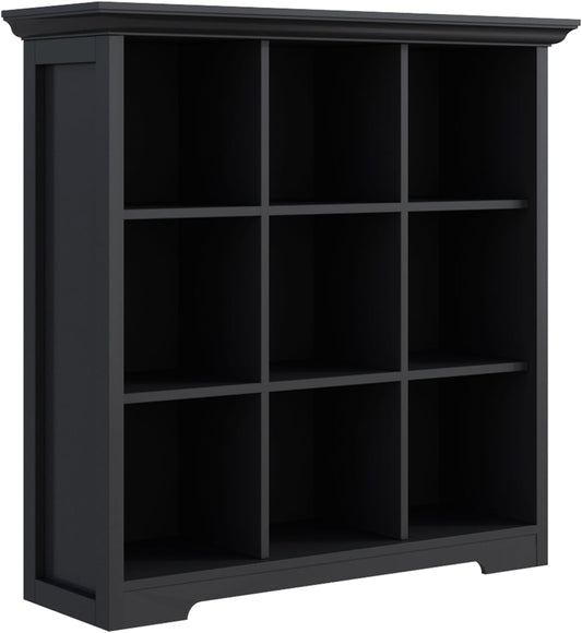 Cube Storage Bookcase with Base - Wooden 3 Tiers Floor Standing Open Shelf Cabinet for Home and