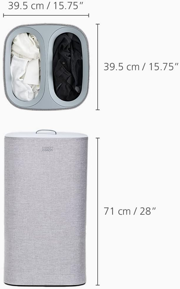 Joseph Joseph Tota 60 liter/15.8 gallon Laundry Hamper Separation Basket with lid, 2 Removable