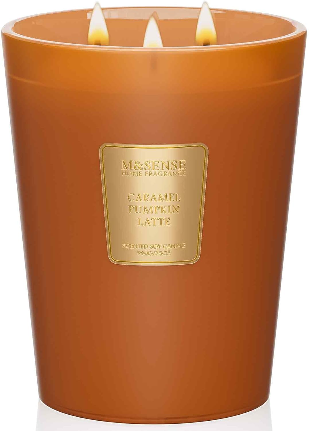 M&SENSE Large Candles Caramel Pumpkin Latte Scented, 3 Wick Natural Soy Candles for Home Scented