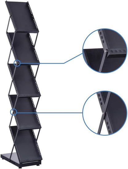 brochure display stand&Foldable Magazine Rack with 5 Pockets for Exhibition and Trade Show