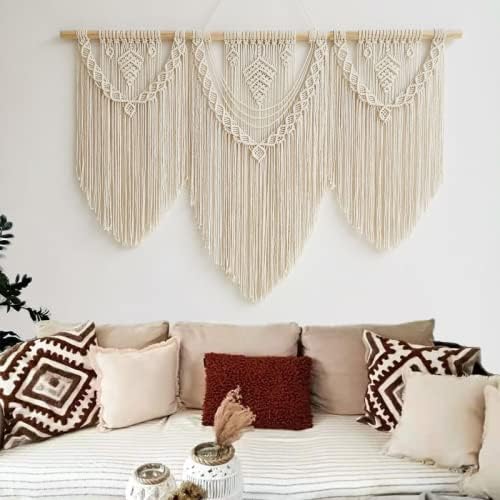 guzhiou large macrame wall hanging - Boho Tapestry Macrame Wall Decor Art- Chic Bohemian Handmade