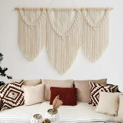 guzhiou large macrame wall hanging - Boho Tapestry Macrame Wall Decor Art- Chic Bohemian Handmade