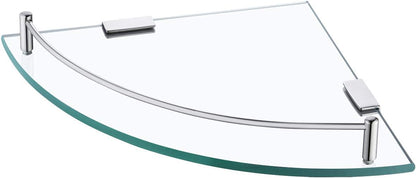 KES Glass Corner Shelf Bathroom Shelf Tempered Glass with Rail SUS 304 Stainless Steel Floating