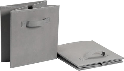 Amazon Basics Collapsible Fabric Storage Cube Bins Organizer with Handles, Sturdy, Gray