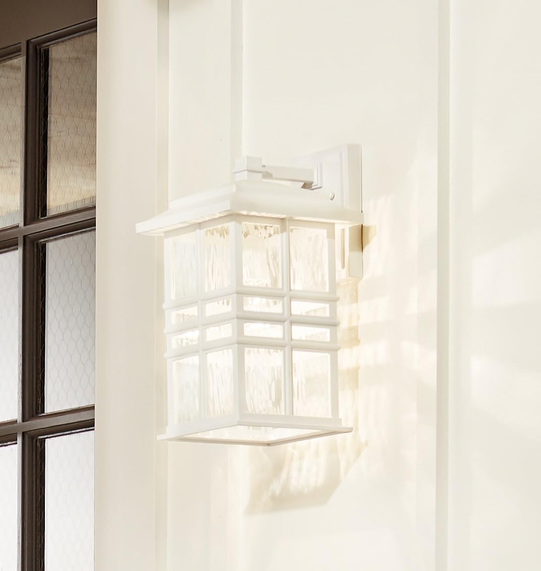 Kichler Beacon Square 14.25" Outdoor Wall Light in White, 1-Light Exterior Wall Sconce with with