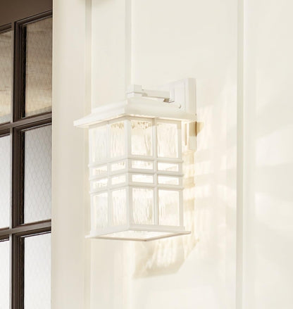Kichler Beacon Square 14.25" Outdoor Wall Light in White, 1-Light Exterior Wall Sconce with with