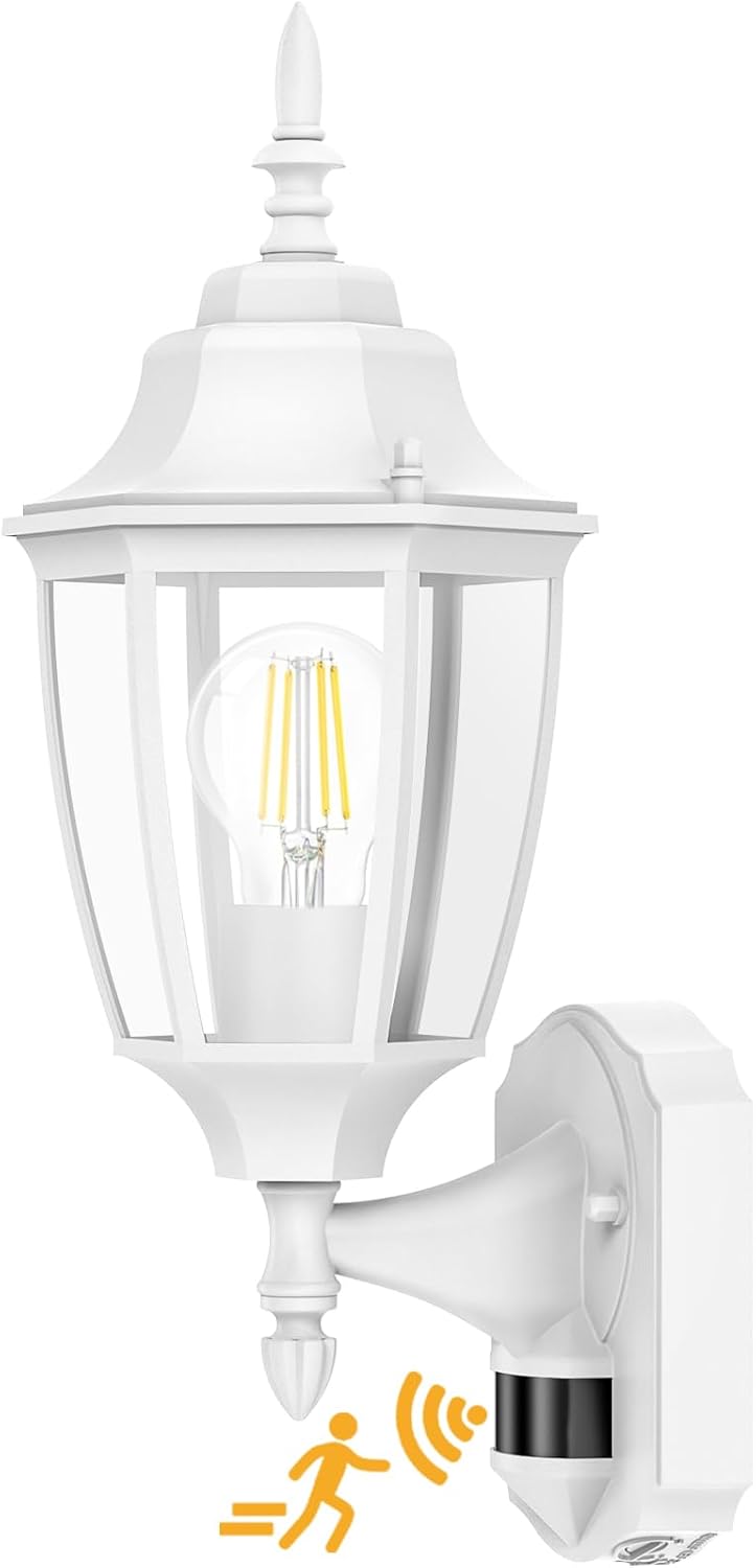 Lamomo Outdoor Wall Sconce, Dusk to Dawn Motion Sensor Light Fixtures, Exterior Aluminum Waterproof