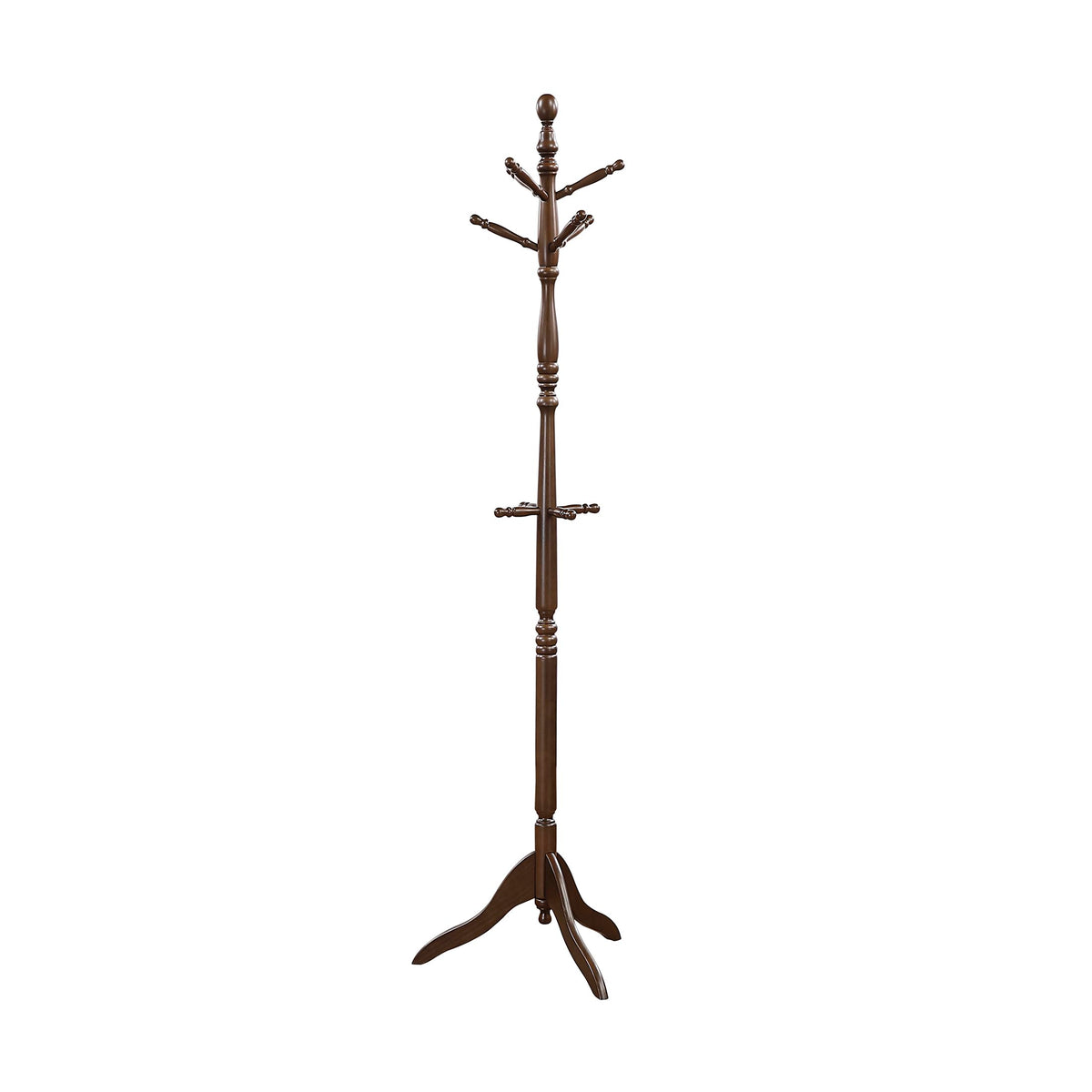 Lexicon Wooden Coat Rack Stand, 3-Tier, 10 Hanging Hooks, Dark Brown