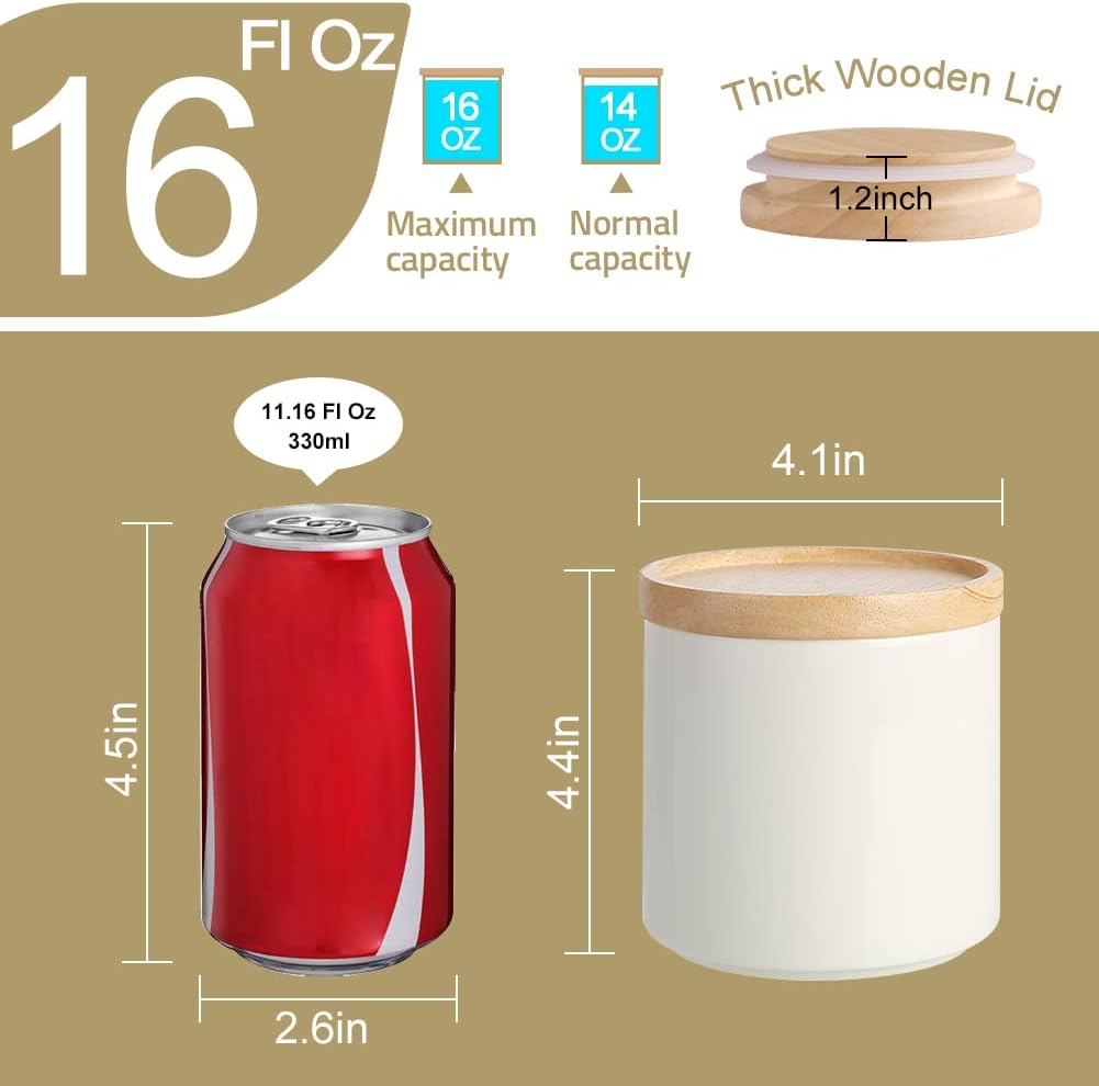 Sweejar Kitchen Canisters Ceramic Food Storage Jar, Stackable Containers with Airtight Seal Wooden