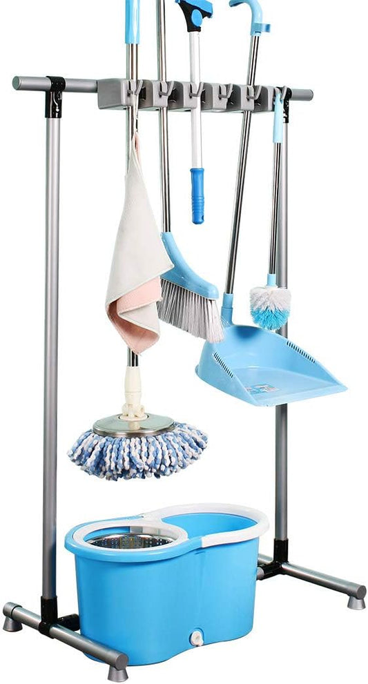 Broom Mop Holder Floor-Mounted mop Rack Cleaning Tool storage for laundry room closet organizer