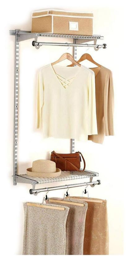 Rubbermaid Configurations Closet Shelves & Hanging Kit (2) 26" Shelves Titanium Custom Pantry