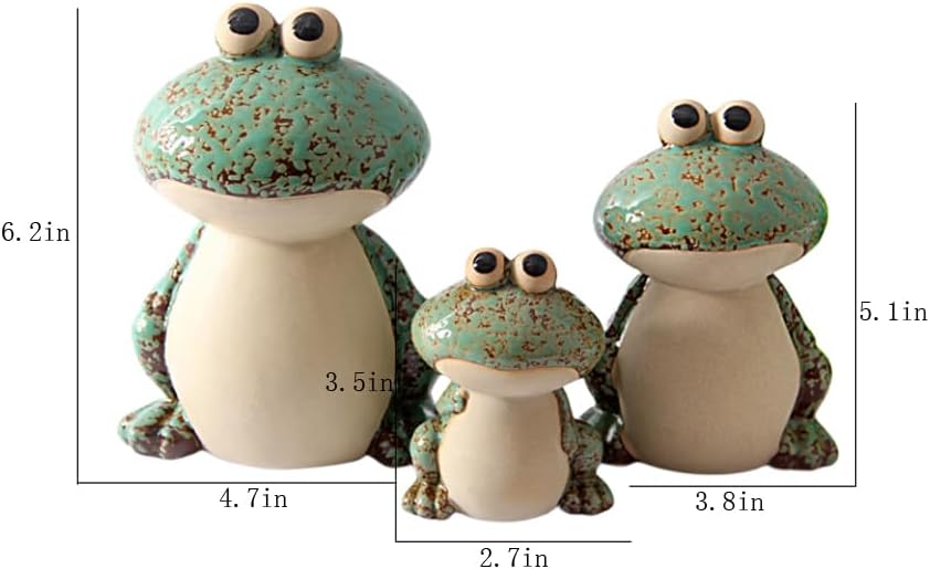 Frog Garden Decor Set of 3,Funny Cute Ceramic Frog Garden Statues Yard Decoration Outdoor Holiday