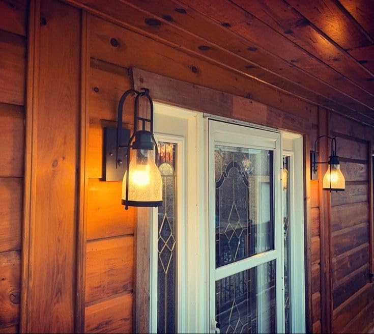 Muskoka Lifestyle Products Rustic Wall Light Lantern with Retro Industrial loft Lantern Look in