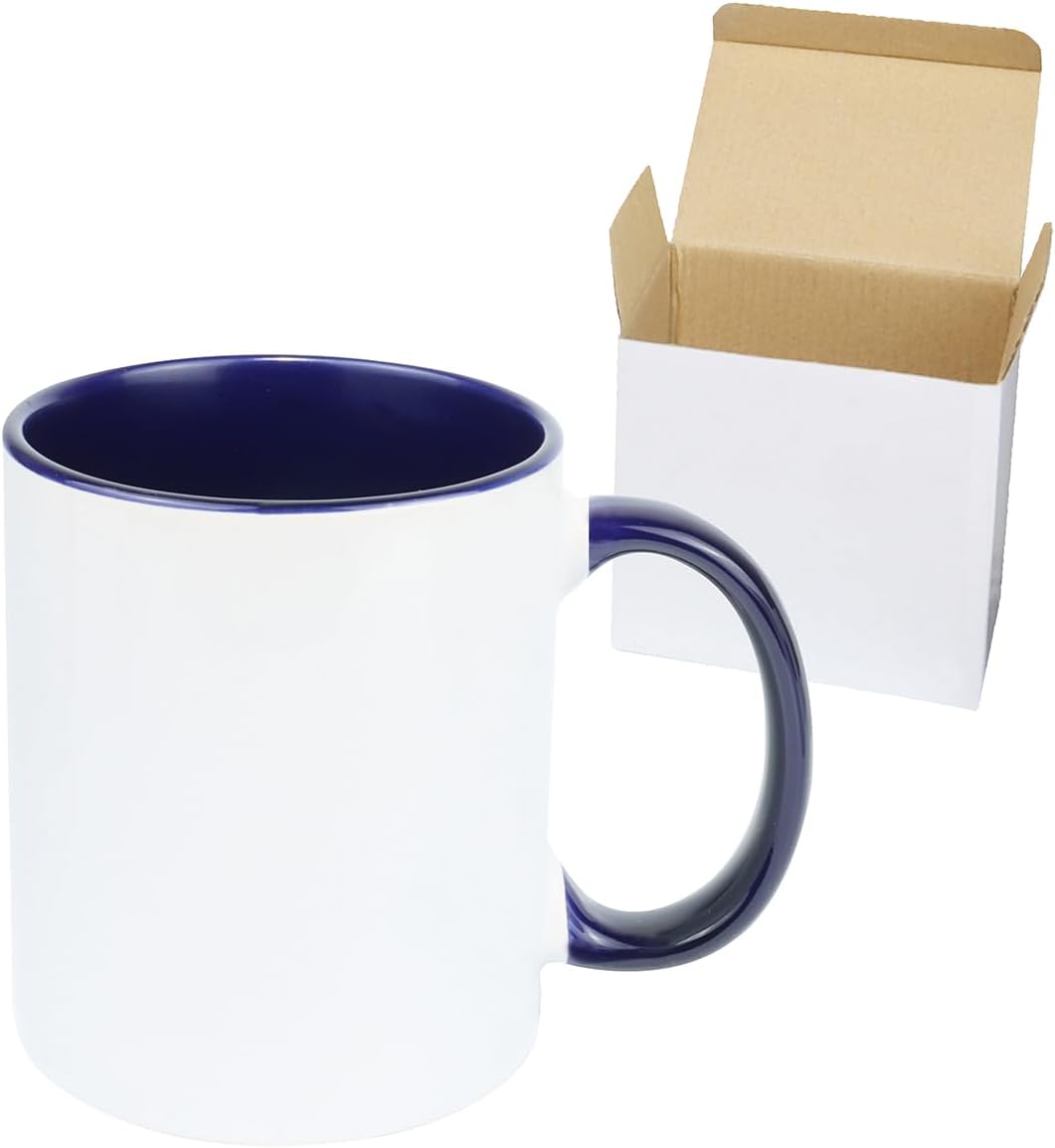 11oz White Ceramic Sublimation Coffee Mug in White Gift Box (6 Mixed Colors, 12)