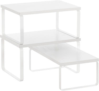 SONGMICS Cabinet Organizer Shelf, Set of 3 Kitchen Counter Shelves, Kitchen Storage, Spice Rack