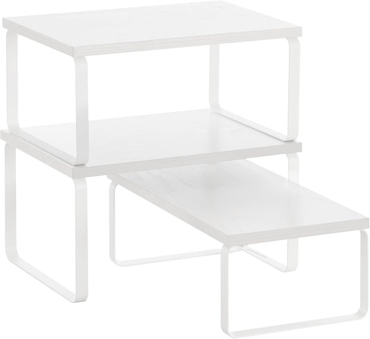 SONGMICS Cabinet Organizer Shelf, Set of 3 Kitchen Counter Shelves, Kitchen Storage, Spice Rack