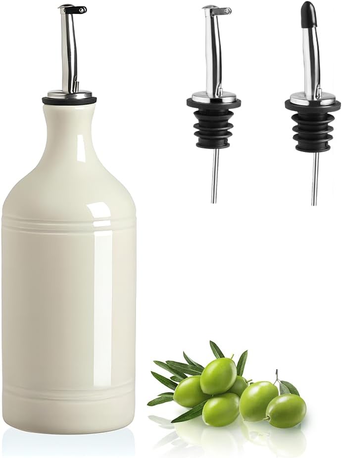 Sweejar Ceramic Olive Oil Dispenser Bottle, Opaque Oil Cruet Protects Oil to Reduce Oxidation