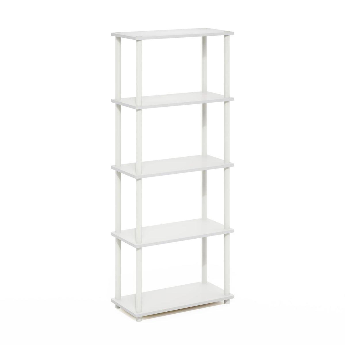 Furinno Turn-N-Tube Storage Shelves, 5-Tier Book Shelf, Corner Shelf, Toolless Open Shelves, for