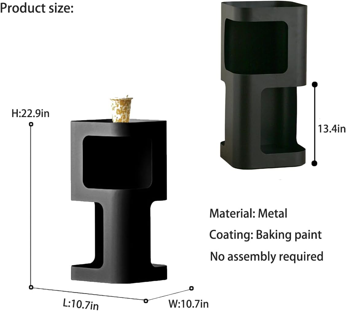 Modern Side Table,Small end Table for Small Spaces,Metal nightstand with Storage Shelf,Space-Saving