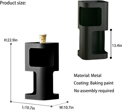 Modern Side Table,Small end Table for Small Spaces,Metal nightstand with Storage Shelf,Space-Saving