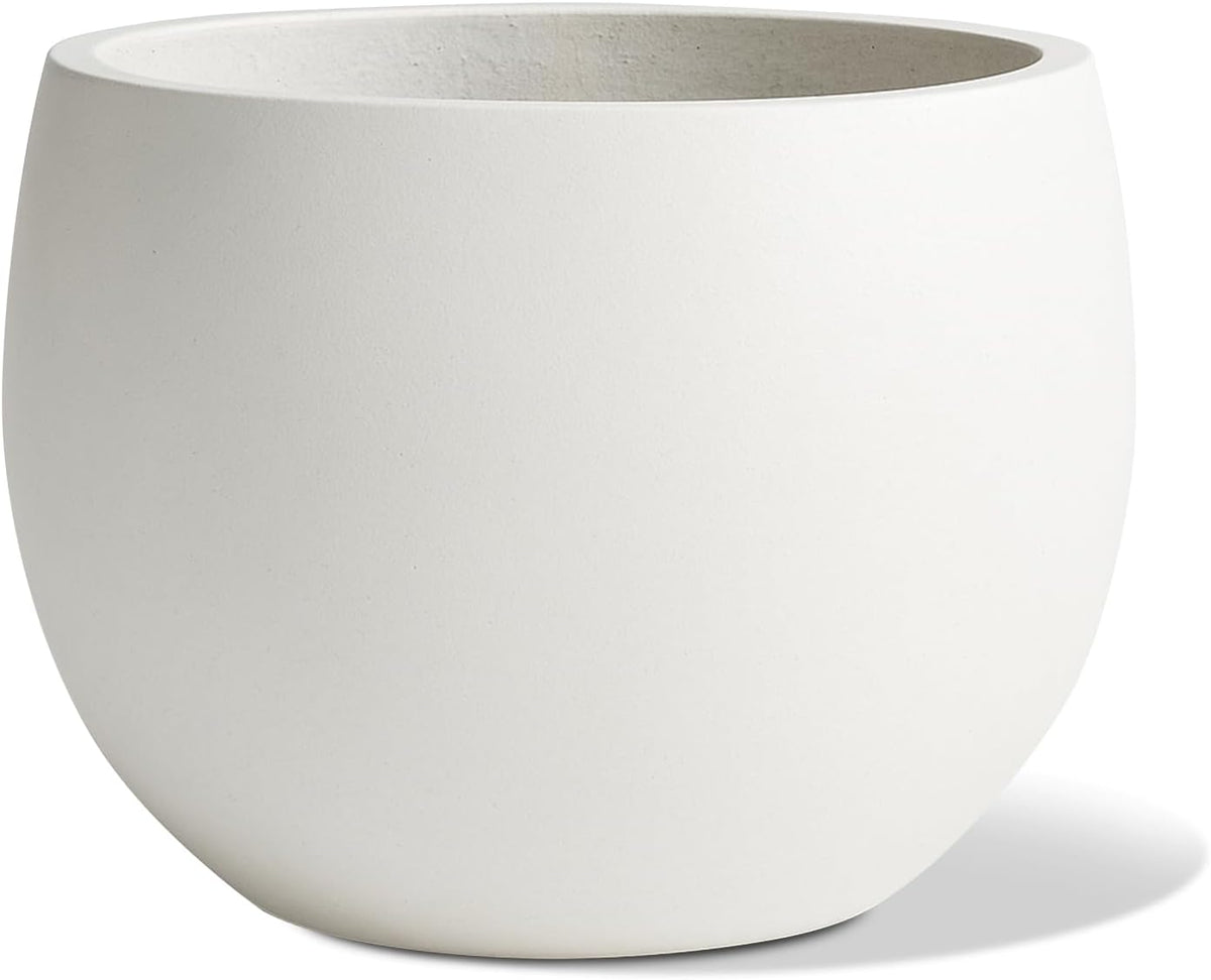 Ball Concrete Planter Outdoor Indoor, Large Tall Cement Plant Pots for Trees Flowers (White, 20