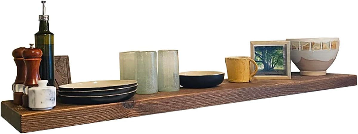 joelsantiques - 60 Inch Wooden Floating Shelves for Wall - 60x12x2 in - Made of Natural Wood - Long