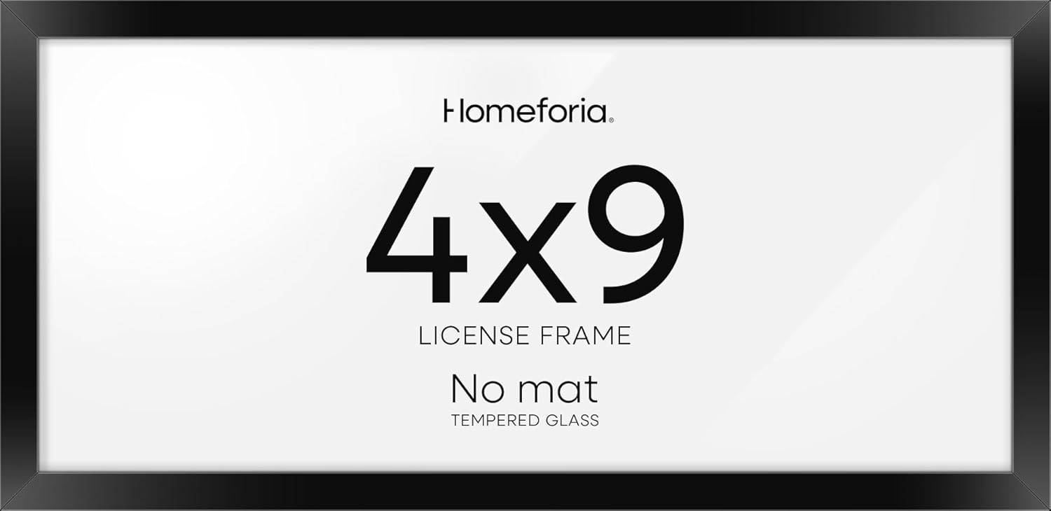 Homeforia 4x9 Business License Frame Black, High End Metal 4 x 9 Certificate Frames with Real