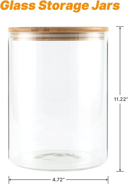 YUNCANG Glass Storage Jars,2 PACK -108oz/3200ml Clear Glass Food Storage Containers with Airtight