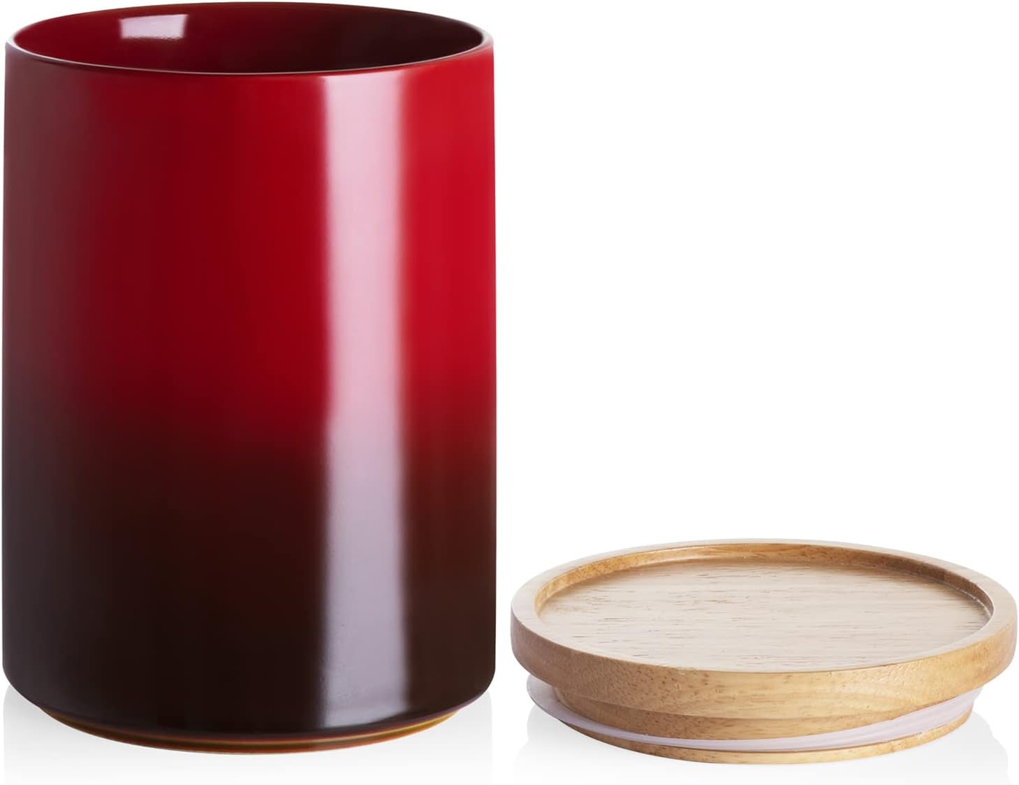 Sweejar Ceramic Food Storage Jar, Stackable Kitchen Canisters, Containers with Airtight Seal Wooden