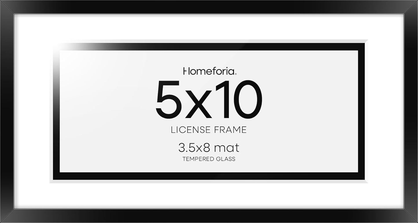 Homeforia 5x10 Business License Frame Black, High End Metal 5 x 10 Document Certificate Frame with