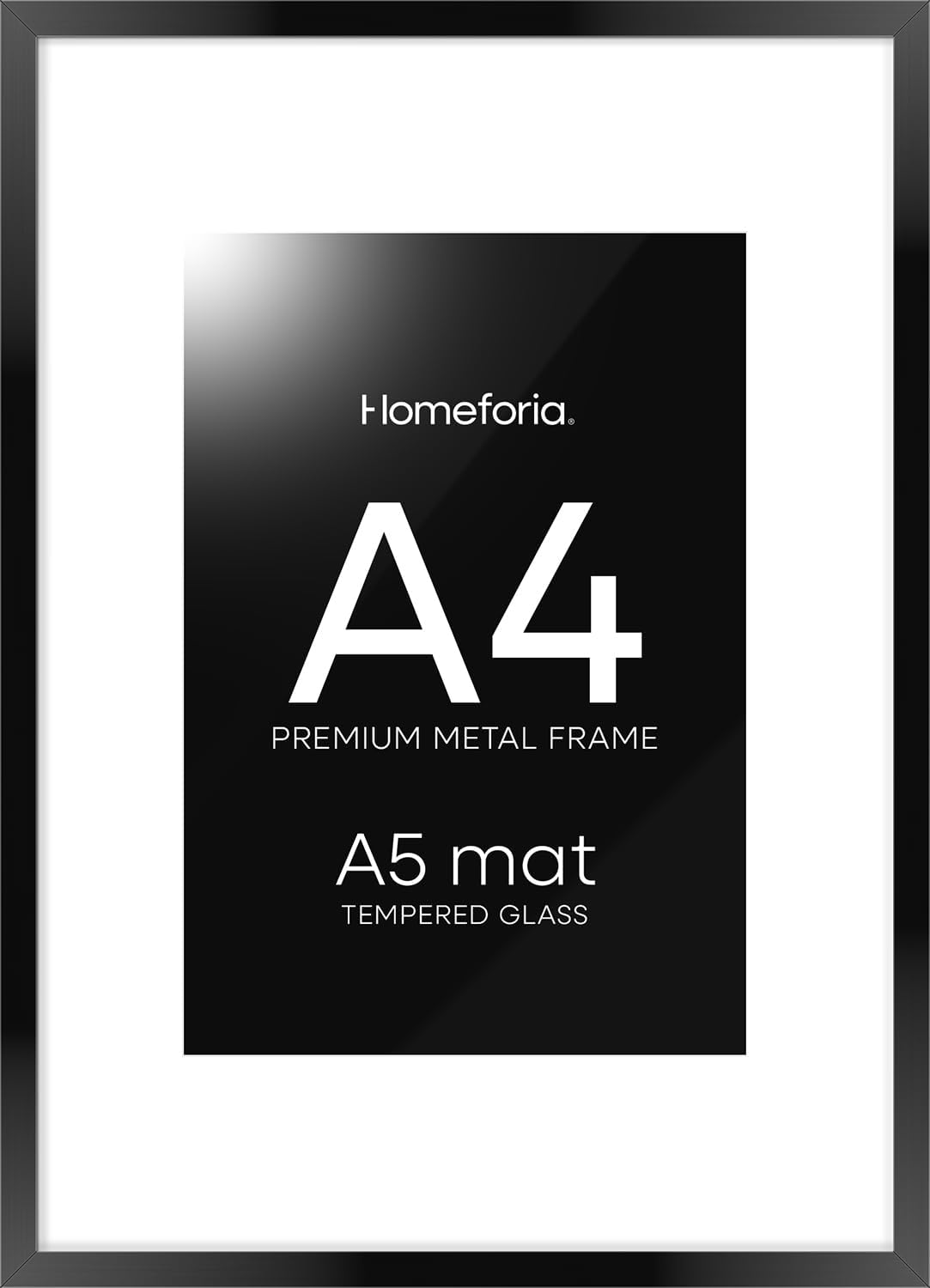 Homeforia A4 Picture Frame Black, High End Metal 8.3 x 11.7 Frames for Wall, A4 Photo Frame with