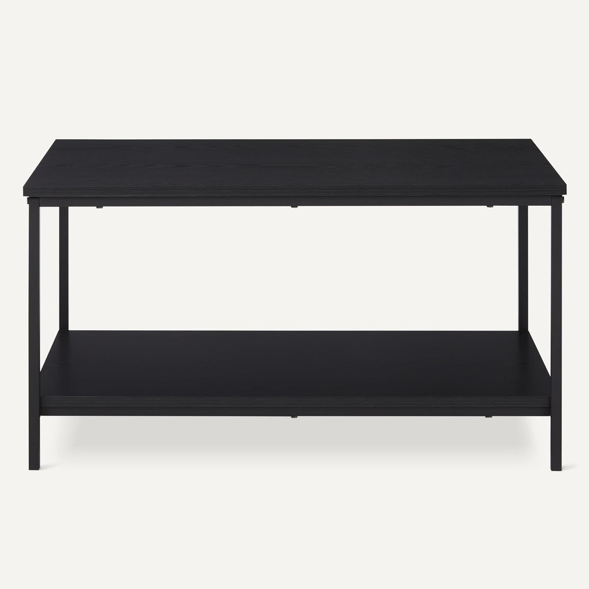 Amazon Basics Rectangular Coffee Table with Bottom Shelf, Living Room Centre Table, Wooden Black