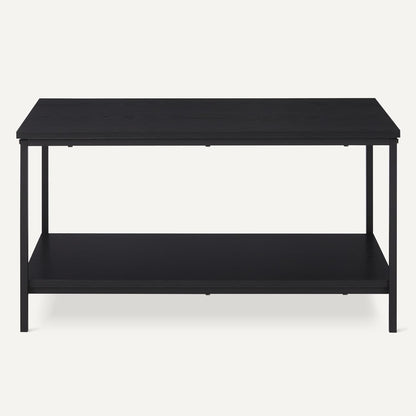 Amazon Basics Rectangular Coffee Table with Bottom Shelf, Living Room Centre Table, Wooden Black
