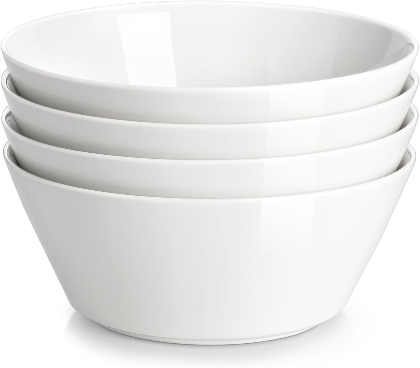 MALACASA 35 OZ Soup Bowls, White Porcelain Bowls Set of 4, Deep Bowls for Kitchen, Large Ceramic