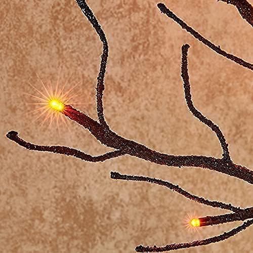 LITBLOOM Lighted Spooky Halloween Tree with Timer Battery Operated or USB Plug in, Pre-lit Black