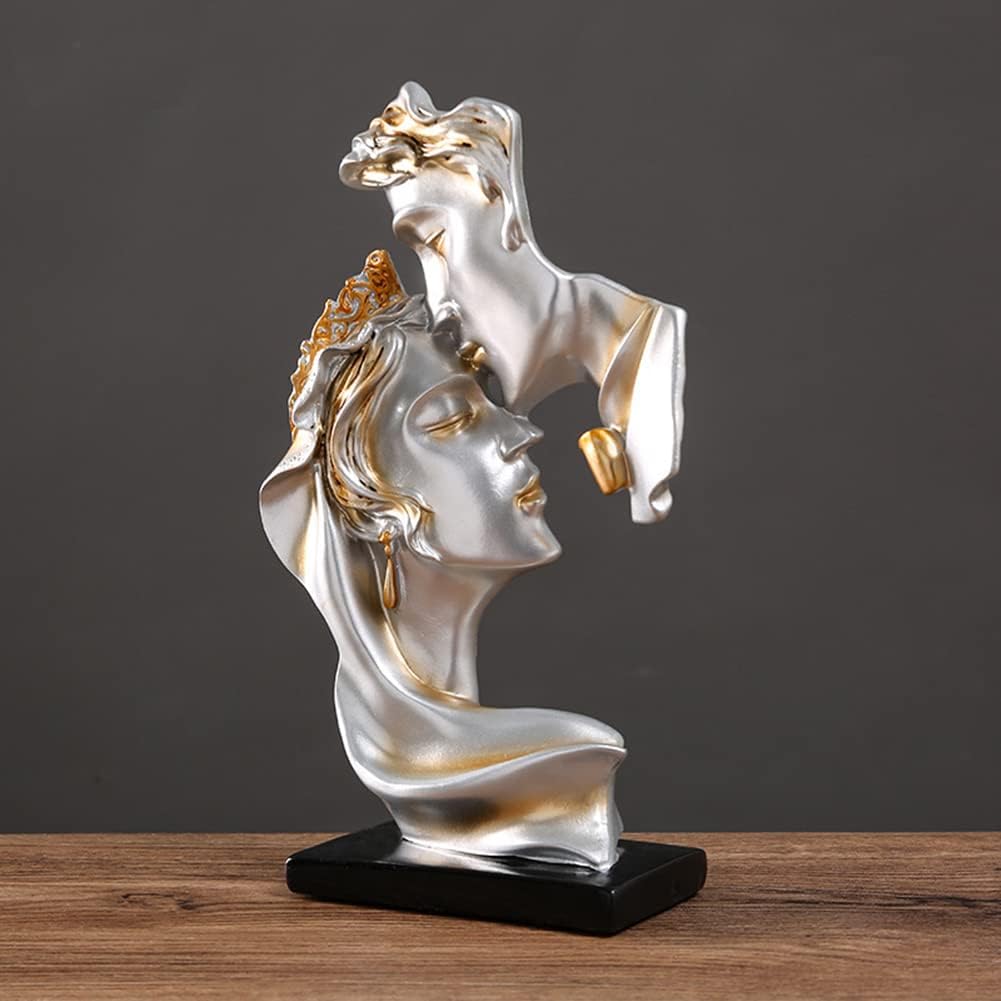 Couples Kiss Sculpture,Abstract Art Couple Sculpture Home Furnishing Resin Statue Decoration