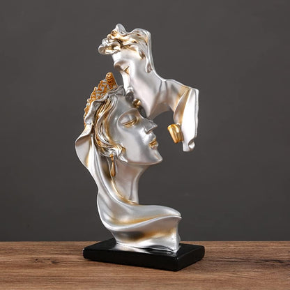 Couples Kiss Sculpture,Abstract Art Couple Sculpture Home Furnishing Resin Statue Decoration