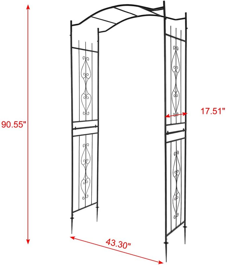Outvita 7.5Ft Garden Arch Arbor, Steel Frame Stand Trellis, Arbour Archway for Wedding Ceremony