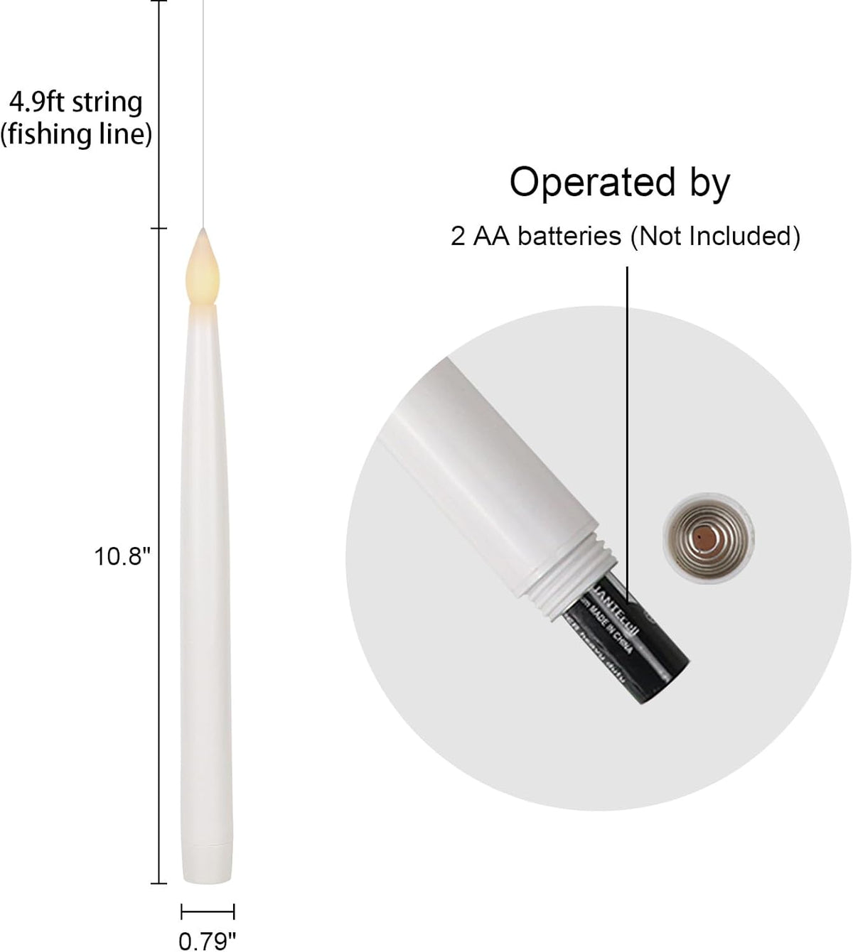 GenSwin 10.8" Floating Candles with Magic Wand Remote Timer, Flameless Taper Candles Flickering