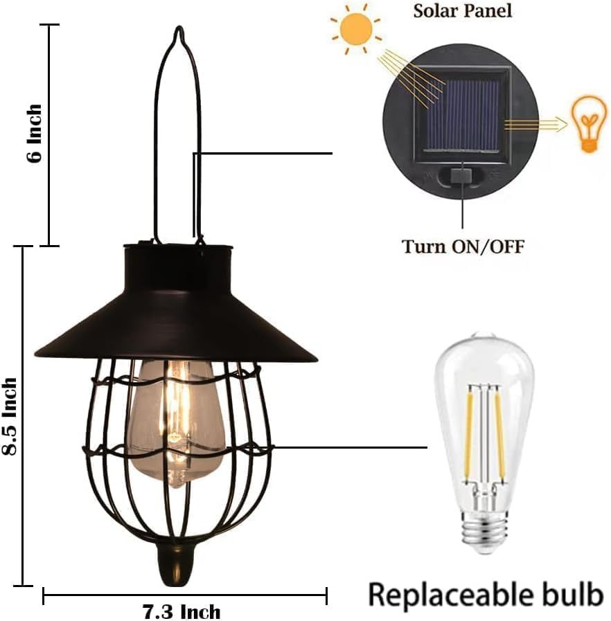 YAKii 6 Pack Solar Lantern Hanging Waterproof Outdoor Metal Solar Lamp with Warm White Light