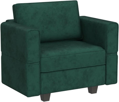 Belffin Velvet Modular Sectional Arm Chair Accent Chair with Storage Seat Single Club Chair for